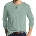 thumbnail image 2 of Evdexr Big and Tall Shirt for Men Henley Long Sleeve T Shirts Raglan Button Down Athletic Tops Fall Round Neck Cotton Regular Fit Muscle Top Mint Green L, 2 of 7