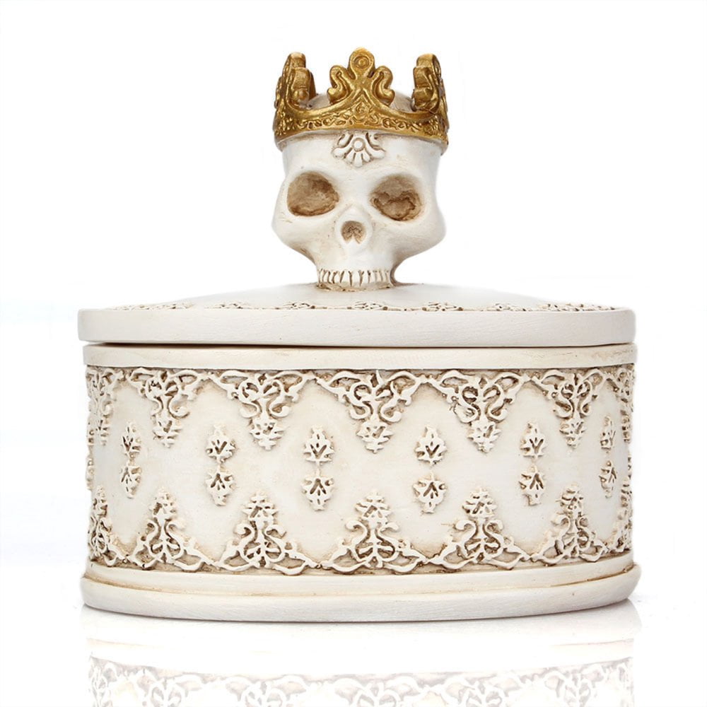 POINTERTECK Resin Skull Jewelry Storage Box Unique Skeleton Design for Halloween Party Gifts