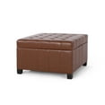 thumbnail image 2 of Noble House Rosalla Faux Leather Storage Ottoman, Cognac Brown, Dark Brown, 2 of 13