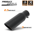 thumbnail image 4 of M-AUTO 2.5"Inlet 3"Outlet Stainless Steel Exhaust Muffler Straight-Through Round Diagonal Cut Black Roll Tip,8.5"Length, 4 of 10