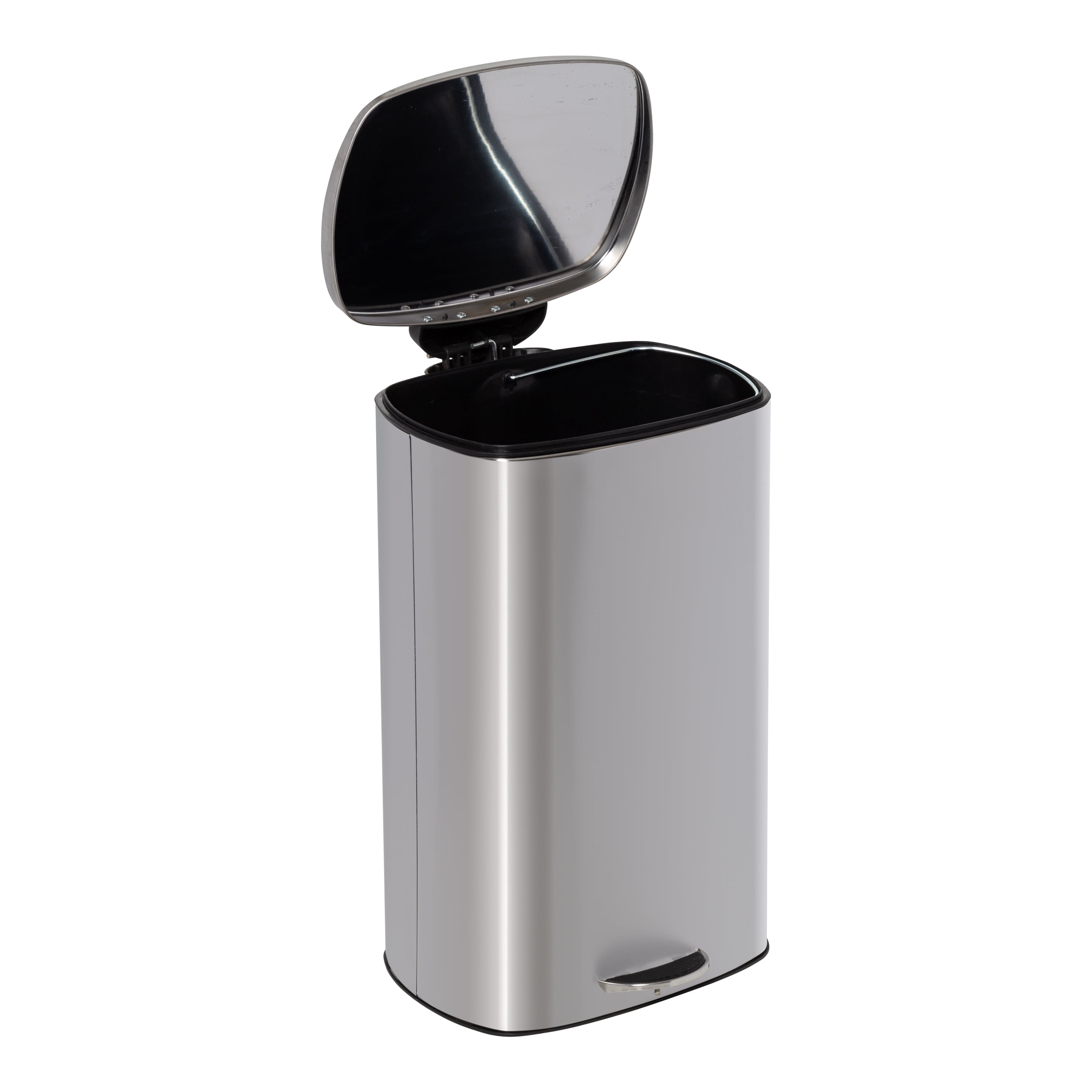 Honey Can Do Rectangular Stainless Steel Step Trash Can with Lid, 40-Liter
