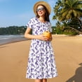 thumbnail image 4 of Kdxio Robe T-Shirt Décontractée à Fleurs Lavande pour Femmes, Manches Courtes d'Été avec Poches, 4 of 6