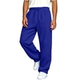 thumbnail image 2 of Big and Tall Cargo Pants for Men Polyester Elastic Waist Relaxed Fit Straight Leg Trousers with Multiple Pockets | Zenithor,Blue 3XL, 2 of 7