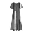 thumbnail image 4 of FAIWAD Robe à Manches Courtes pour Femme Grande Taille, à Blocs de Couleur, Robe d'Été Décontractée, Fluide, Coupe Trapèze, avec Poches, 4 of 4