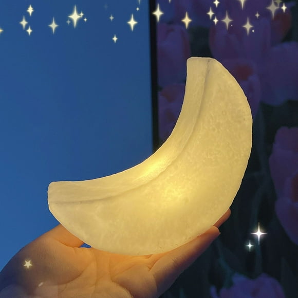 OULII 2 Pcs Lampes de Nuit Lune en Plastique Blanc Lumière Led pour Chambre d'Enfants Veilleuse Esthétique