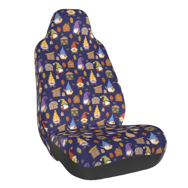 Wukai Gnomes And Houses Full Set Car Seat Covers with Soft Padding Universal Auto Front Seats Protector and Cushion Mat
