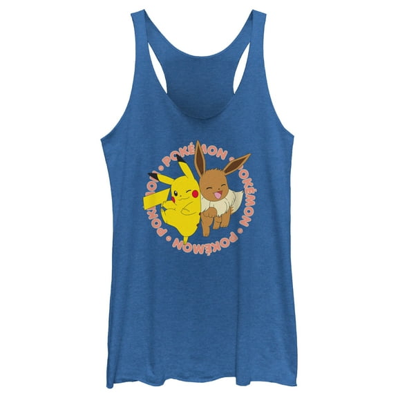 Women's Pokemon Pals Pikachu and Eevee  Racerback Tank Top