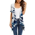 thumbnail image 1 of Plus Size Cardigan Women Casual Printed Short Sleeve Cardigans Drape Open Front Lightweight Summer High Low Hem Tops Light Cardigans for Women Summer on Clearance, 1 of 4
