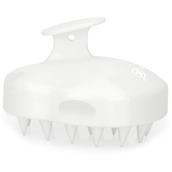 FREATECH Massager Shampoo Brush with Soft Silicone Bristles for Scalp Care, Shower Hair Scalp Scrubber Exfoliator for Dandruff Removal and Hair Growth, Wet & Dry for Men, Women and Kids, White C33