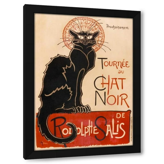 Theophile Steinlen 11x14 Black Modern Wood Framed Wall Art Titled - Chat Noir