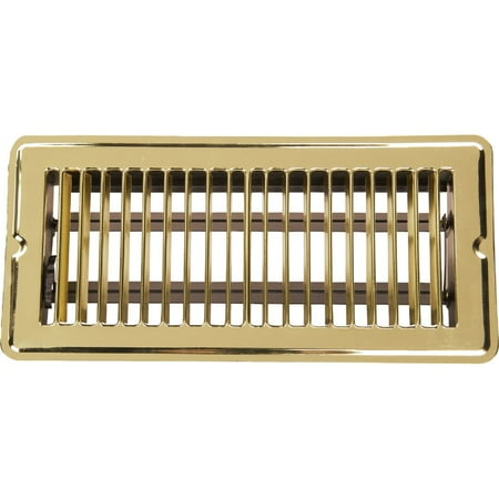 

1 Pc Home Impressions 4 In. X 10 In. Bright Brass Steel Floor Register