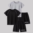 thumbnail image 3 of Odeerbi Conjunto Deportivo de Niños de 2 Paquetes Con Rayas Reflectantes, Trajes Deportivos de Secado Rápido Transpirable, Conjunto de Pantalones Cortos de Camiseta de 2 Piezas, 5-12 Años, 3 of 8