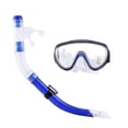 thumbnail image 1 of Máscara de snorkel con lente de vidrio templado resistente y boquilla para snorkel (azul), 1 of 13