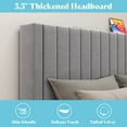 thumbnail image 7 of Papajet Full Size Bed Frame with Velvet Upholstered Headboard & Wood Slats, Grey, 7 of 7