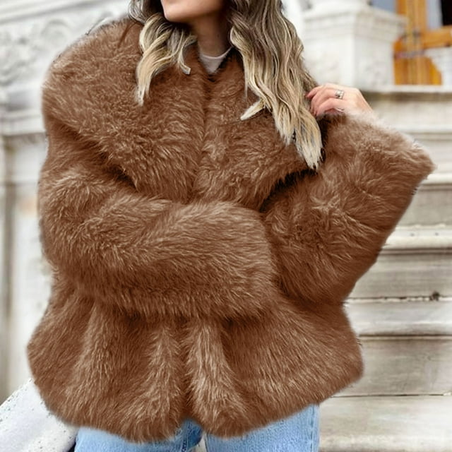 Abrigo informal con capucha y manga larga para mujer, chaquetas y abrigos de imitación cálidos de invierno, chaqueta de imitación peluda y cálida, abrigo de manga larga para mujer