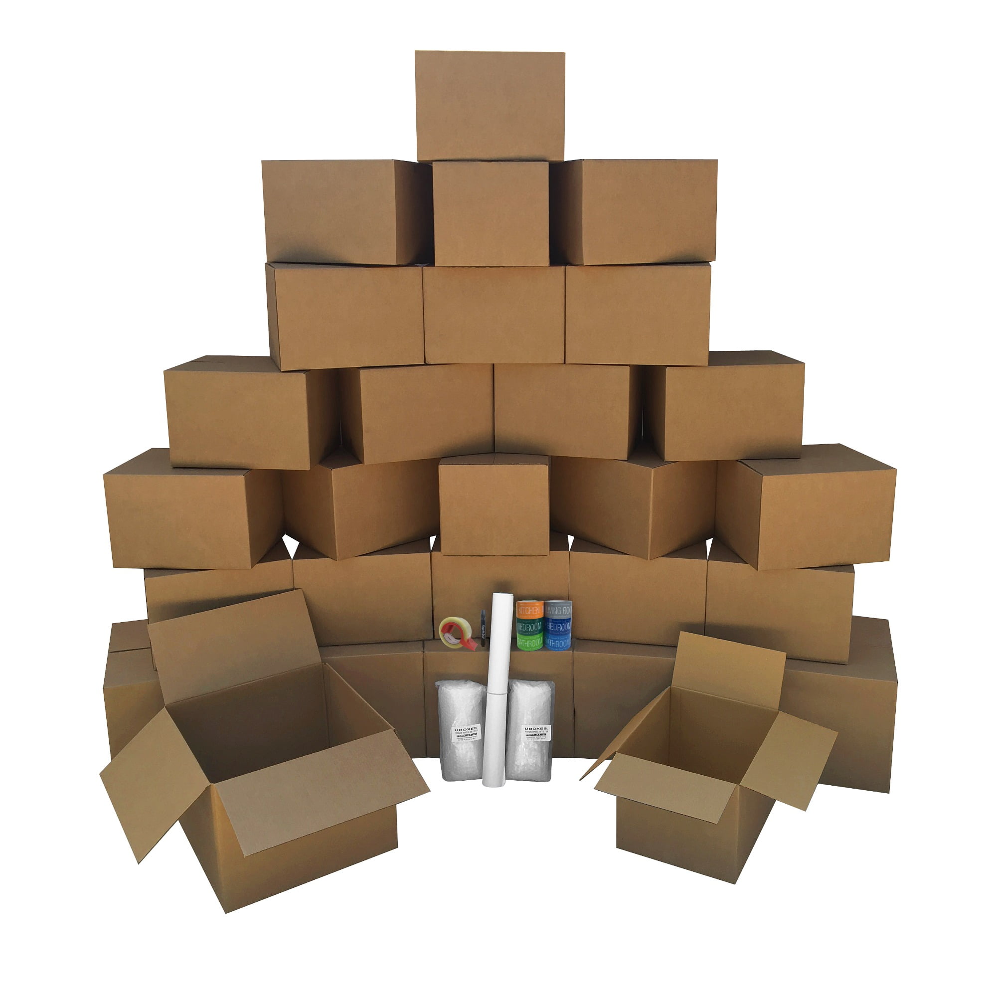 uBoxes Moving Boxes 2 Room Bigger Smart Moving Kit 28 Boxes ,Tape