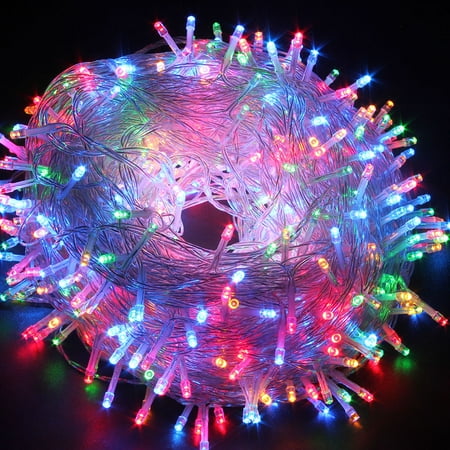 - EXCELVAN Safe 30V 500 Leds 100M 328FT White + Blue String Fairy Lights Lighting 8 Modes for Christmas Tree Party Wedding Garden