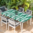 thumbnail image 2 of Green White Moire Table Cloths for 3 Foot Rectangle Tables, Modern Abstract Art Patio Waterproof Elastic Fitted Tablecloths, Washable Rectangular Table Cover for Camping, 2 of 8