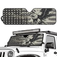 thumbnail image 2 of HUIACONG Eagle Flag Windshield Sun Shade Compatible with 2007-2024 Wrangler Rubicon Sahara TJ JK JKU 2 & 4 Door Car 250th Sun Shade Sun Visor Protector Keep Your Vehicle Cool, Silver, 2 of 6