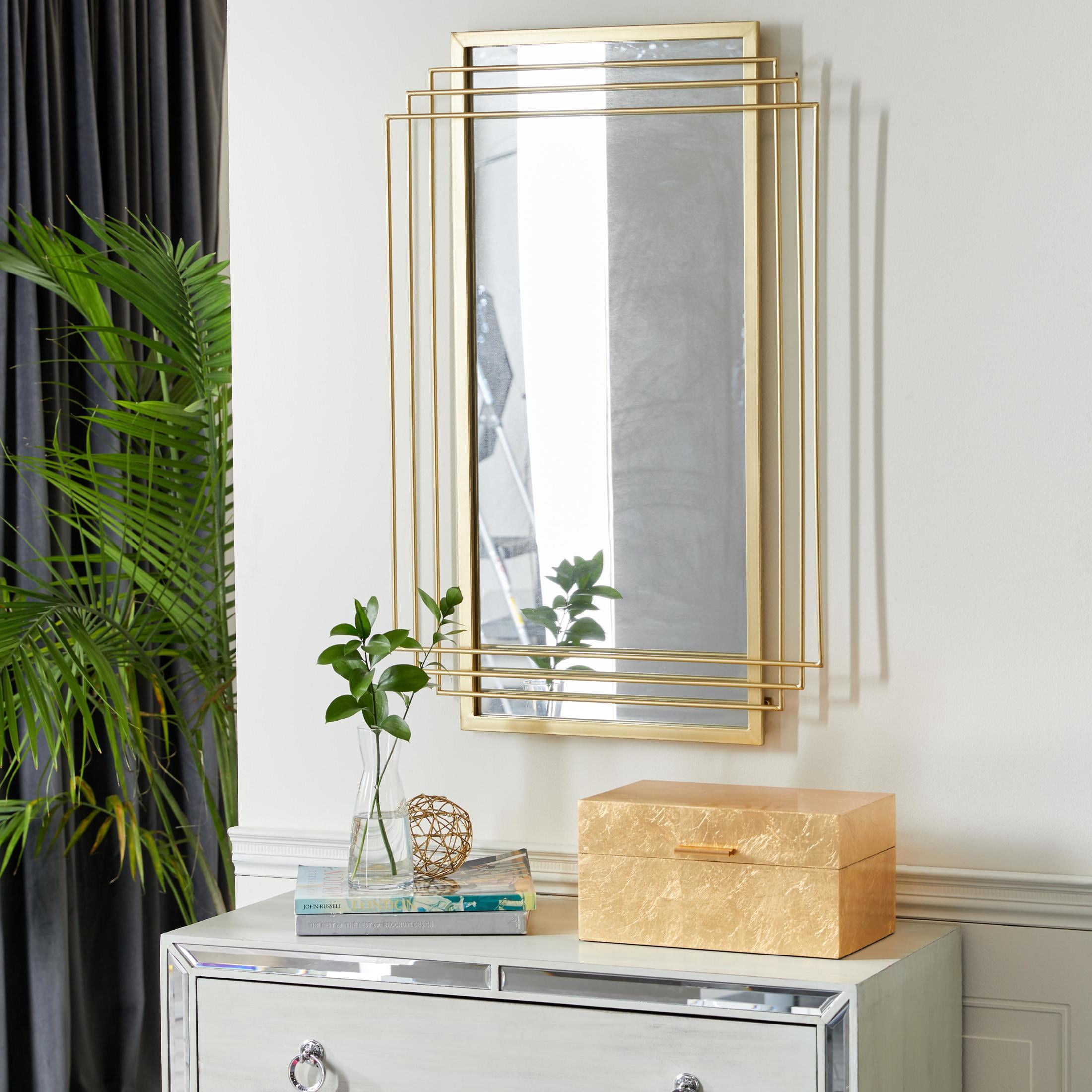 CosmoLiving by Cosmopolitan 24" x 36" Gold Geometric Wall Mirror