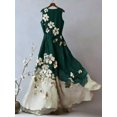 thumbnail image 2 of Green Floral Sleeveless V-Neck Maxi Dress, 2 of 5