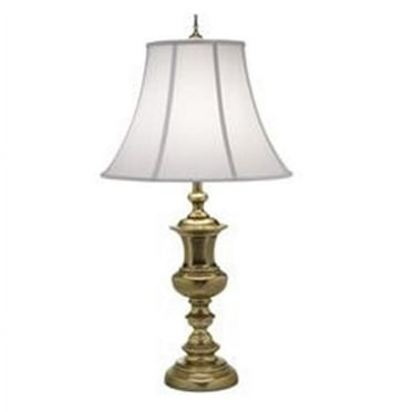 Stiffel TL-A589-A726-BB 34 in. Burnished Brass Table Lamp with Pearl Supreme Satin Shade