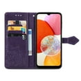 thumbnail image 3 of ShellTech Embossed Flower Case for Samsung Galaxy A15,Magnetic Leather Card Slots Wallet Pattern Case Kickstan Cover for Galaxy A15 5G,Purple, 3 of 7