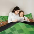 thumbnail image 4 of Homewish Geometric Checkered 7pcs Bedding Comforter Set,Pixel Plaid Pattern Queen Bedding Sets,Green Brown Queen Sheet Sets For Boys Kids,Microfiber Bedroom Decor Reversible, 4 of 8