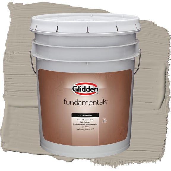 Glidden Fundamentals Sharkskin / Gray, Semi-Gloss Exterior Paint, 5 Gallon