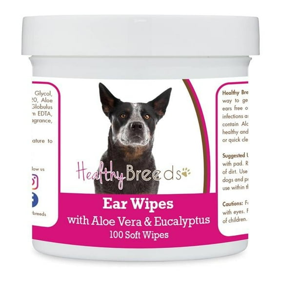 Australian Cattle Dog Ear Cleaning Wipes with Aloe & Eucalyptus for Dogs - 100 Count