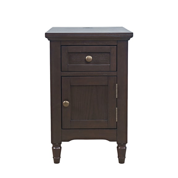 Jofran Brentwood Modern Transitional USB Charging End Table with Storage Cabinet
