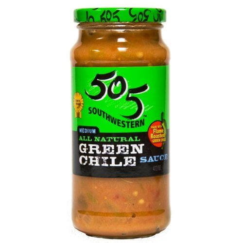 505 Southwest Sauce, Medium Green Chile, 16Ounce Glass Jars (Pack of 4