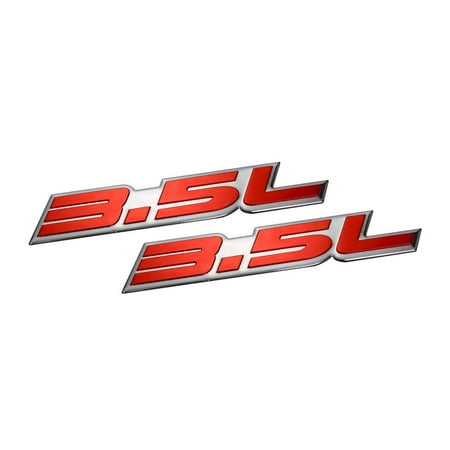 Charger Emblem - 2 x (pair/set) 3.5L Liter Embossed RED on Highly Polished Silver Real Aluminum Auto Emblem Badge Nameplate for Dodge Intrepid Charger Chrysler Ford Taurus F-150 Fusion Sport Explorer Pontiac Lincoln