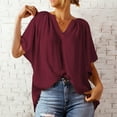 thumbnail image 3 of KZKR Womens Chiffon Blouses Casual Solid Bell Sleeve Shirt Loose V Neck Tunic Tops, 3 of 6