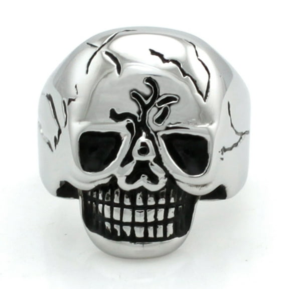 Tioneer Stainless Steel Grinning Skull Biker Style Ring