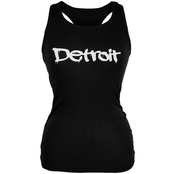 Detroit Graffiti Black Juniors Soft Tank Top - X-Large