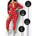 thumbnail image 5 of KelaJuan Women's Christmas Pajamas Romper Cute Print Long Sleeve Zip Up Hooded Jumpsuit Sleepwear, 5 of 6