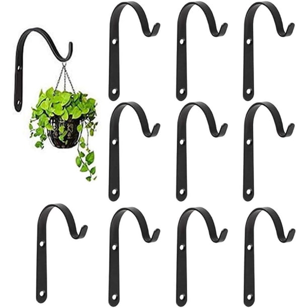 Juego de 10 ganchos para colgar cestas, ganchos de hierro para colgar en la pared, ganchos curvados hacia arriba para colgar plantas, comederos para pájaros y linternas (2,8 x 1,6 pulgadas)