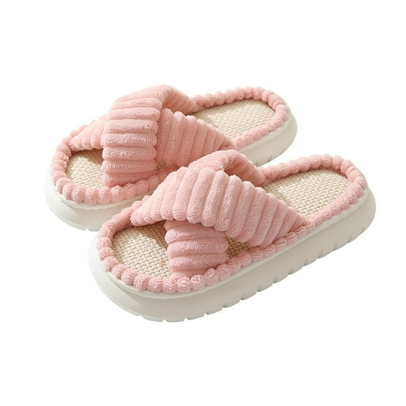 Zapatillas de lino de pana para mujer, pantuflas de algodón y lino antideslizantes para interiores, para el hogar, para las cuatro estaciones, novedad de 2024