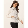 thumbnail image 3 of Chaqueta sin mangas rústica para mujer con botones y botones tipo anorak estilo cargo de ante sintético Beige S, 3 of 5