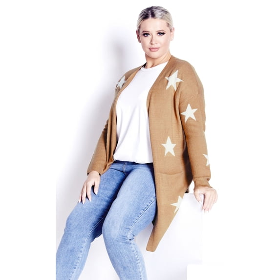 Evans Women's Plus Size Starry Soft Knit Relaxed Fit Cardigan