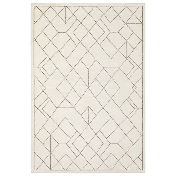 Woven Trends Marvel - RAY06 - Modern Contemporary Style, Geometric Pattern, Pet & Family Friendly, Living Room, Dining Room, Office, Low Pile Polyester Area Rug in Ivory - 5' x 8'