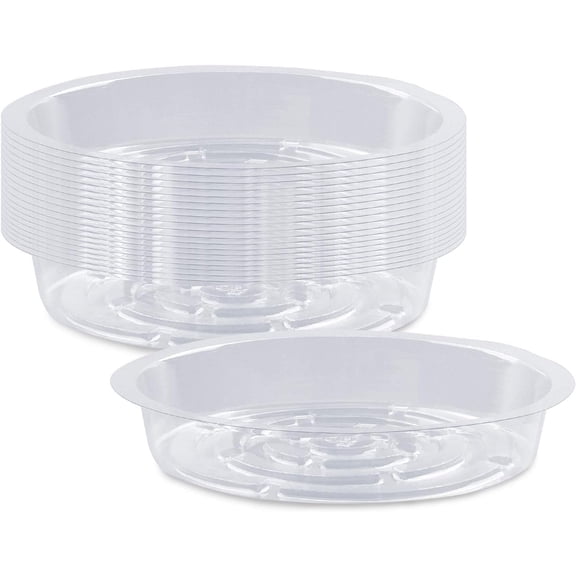 Suaxova 15P Clear Plant Saucers (10inch), Heavy Sturdy Plant Trays Pot Tray for Indoor Clear Plastic Flower Pot Saucers Thicker Plant Water Drip Trays for pots