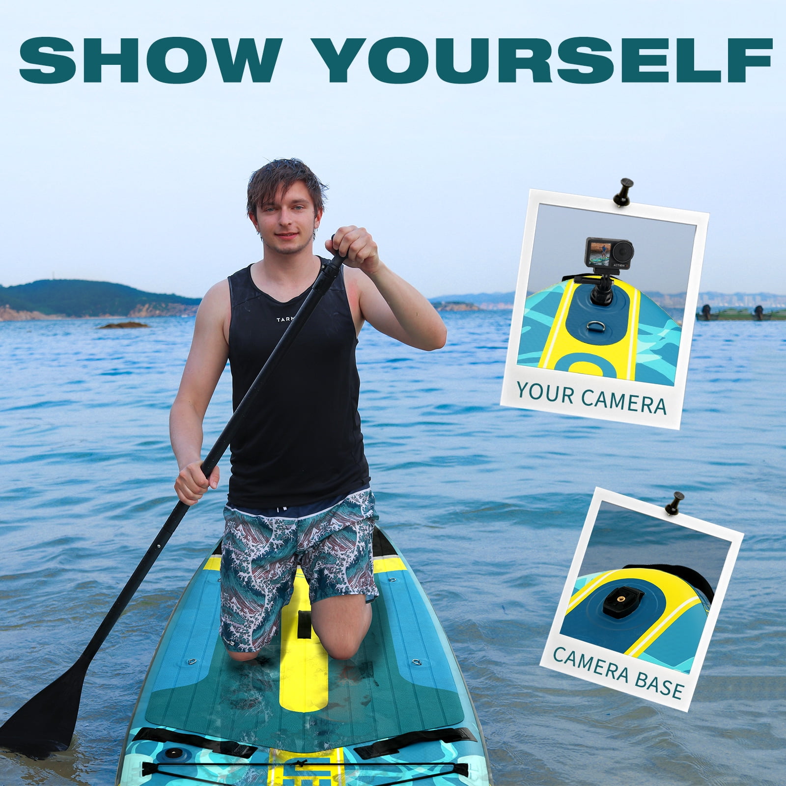 Genreen Inflatable Fishing Paddle Board 11ft Stand up Paddle Board with Full SUP Premium Accessories
