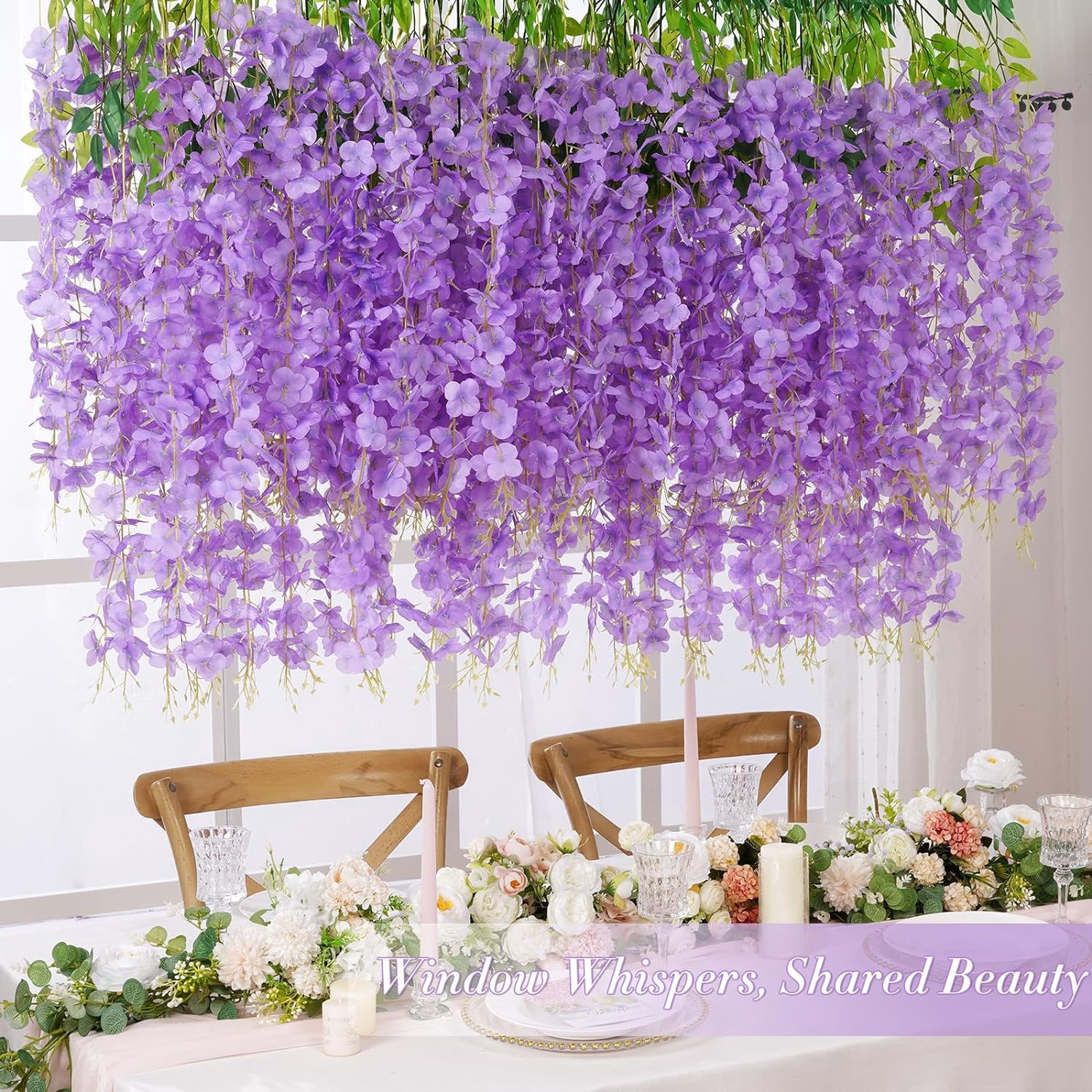 Wisteria Hanging Flowers, 3.6 Feet/Pcs Pink Wisteria Artificial Flowers, Fake Wisteria Flowers Garland, Hanging Wisteria Vines for Bedroom Wedding Home Party Wall Decoration