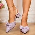 thumbnail image 4 of SACFOF Women's Bow Buckle Pointed Toe Slingback Patent Chunky Low Heel Pumps Shoes Heels Classic Daily Office Dressy Shoes, 4 of 6