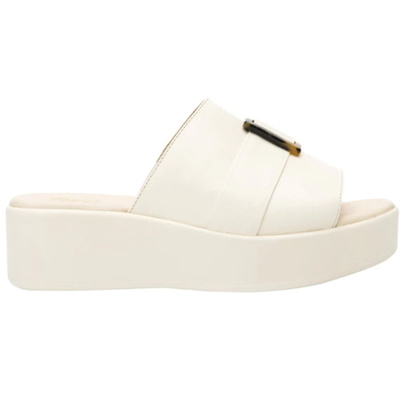 Women´s Leather Slide Sandals 115305 Ivory