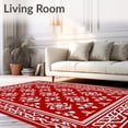 thumbnail image 2 of ODIKA 3'x5' Machine Washable Non-Slip Area Rug, Festive Snowflake Elk Winter Holiday Accent High Traffic Rug, Red, 741781, 2 of 7