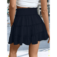 thumbnail image 6 of Womens Summer Flowy High Waist Ruffle Casual Cute Boho Beach Short Skirts Built-in Shorts Navy Blue XL, 6 of 8
