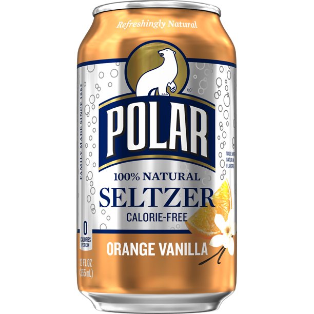Polar Seltzer Water, Orange Vanilla, 12 Fl Oz, 24 Count